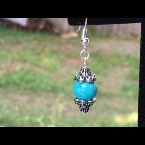 Turquoise Magnesite Drop Earrings - Picture 6 of 8